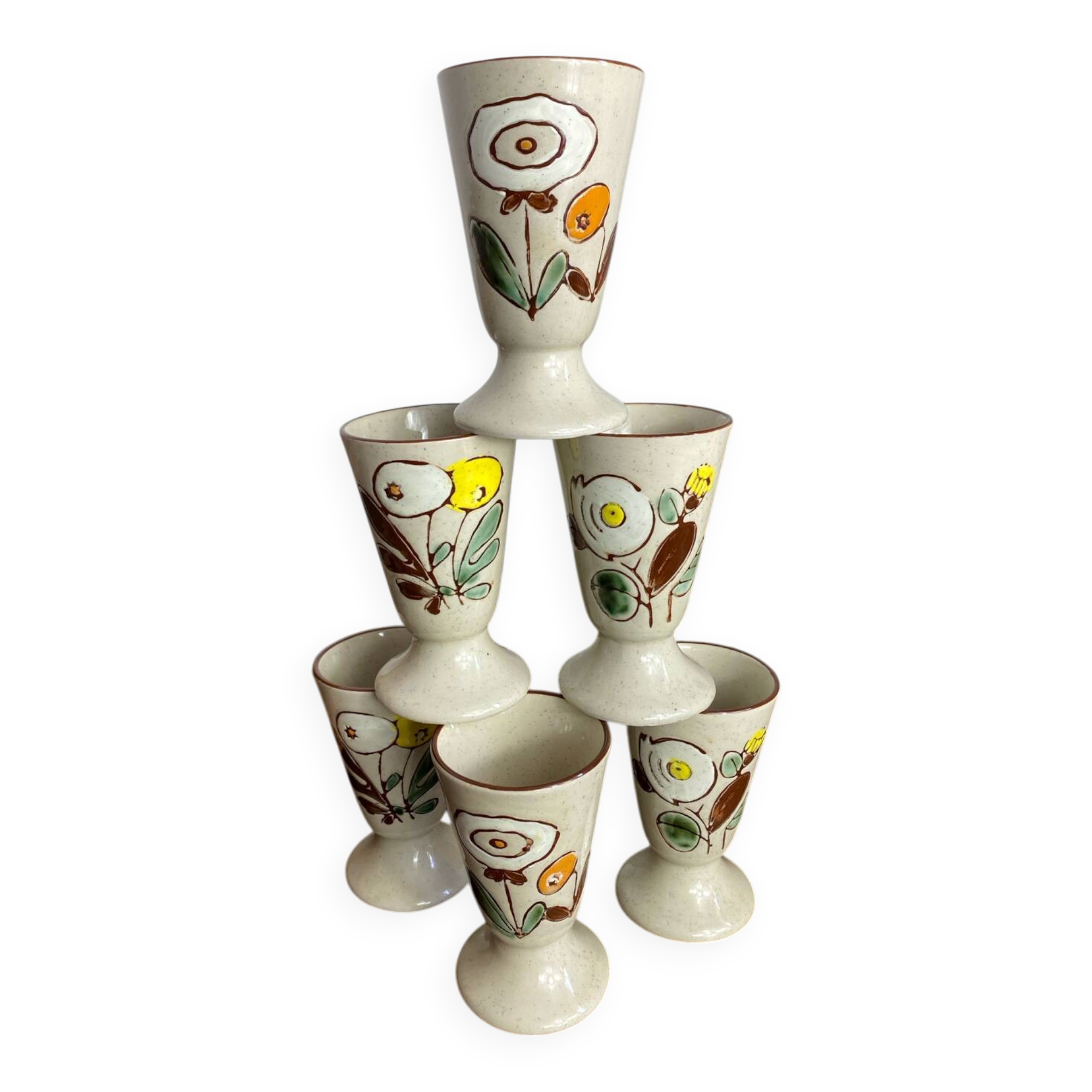 Six stoneware mazagrans