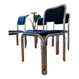 Set of 4 chrome steel chairs