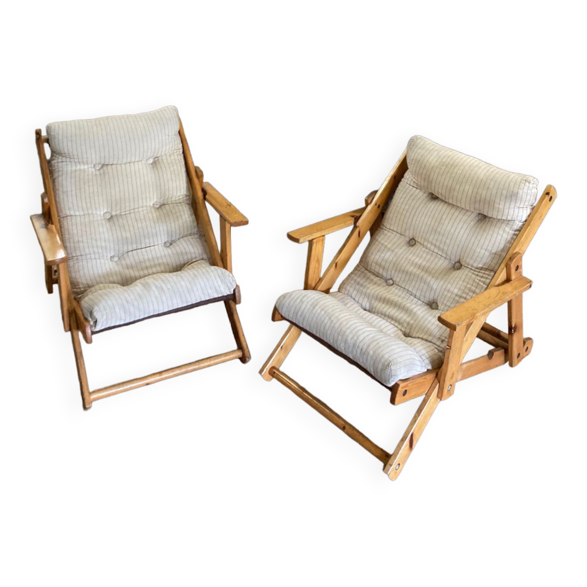 Pair of pine garden armchairs