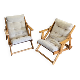 Pair of pine garden armchairs