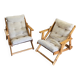 Pair of pine garden armchairs