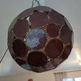 Vintage Round and Colored Glass Pendant Light