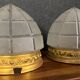 Pair of Art Deco ceiling lamps in bronze and chiseled glass