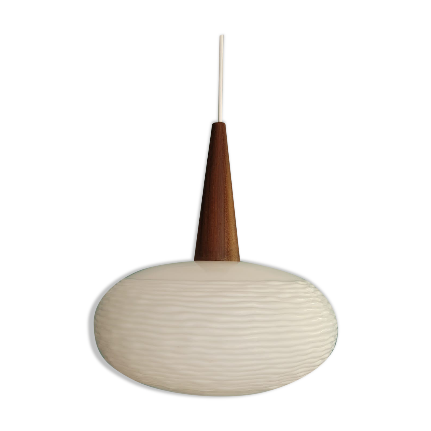 Scandinavian suspension in opaline and teak, 60s