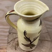 Vintage ceramic pitcher from Meyssac – Decorated with a prehistoric bull.