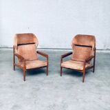 Set of Mid-Century Scandinavian Wingback Armchairs, Denmark, 1960s