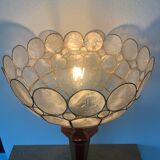 ▪️Vintage Lamp Le Dauphin Ceramic Bordeaux and Gold and Mother-of-pearl Lampshade Art Deco