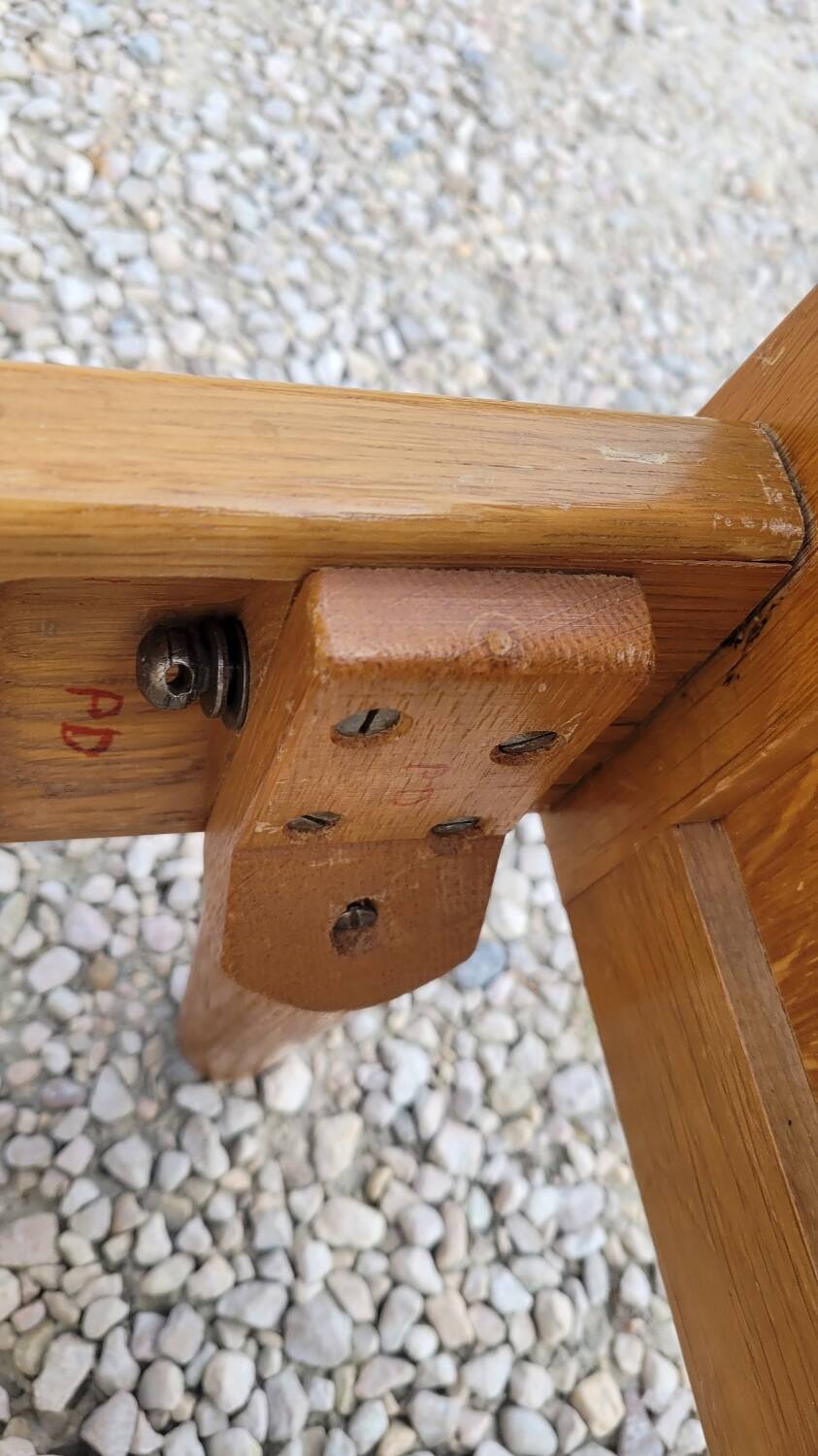 Vintage rattan and solid oak bed 1950s design