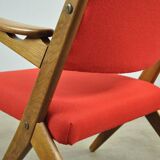 Classic Danish vintage scissor armchair by Arne Hovmand Olsen in OAK, 1960