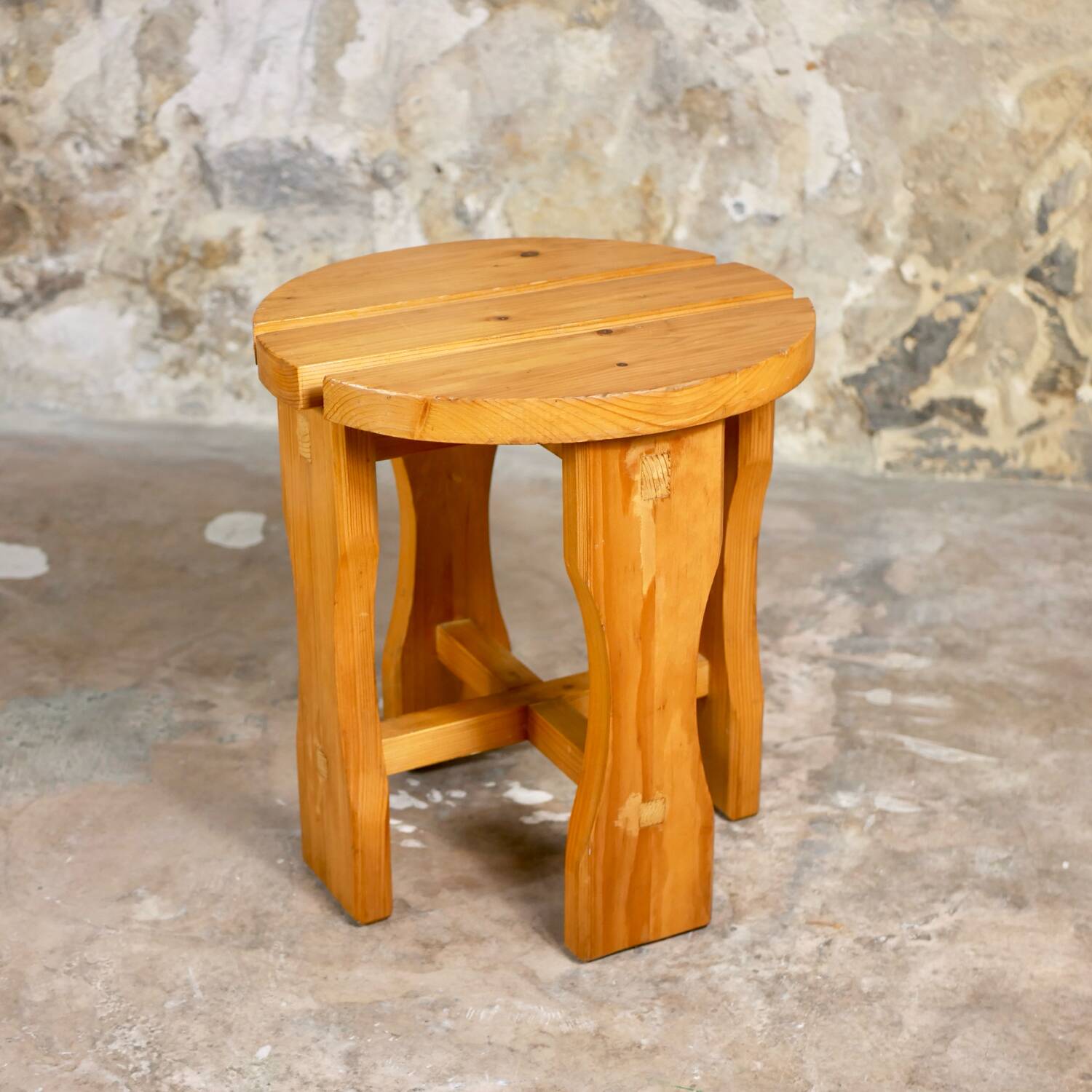 70s pine stool