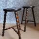 Pair of vintage turned wood tripod stools