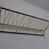 Vintage German wall coat rack with hat rack, 1950s