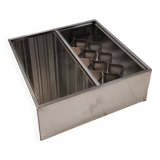Square stainless steel and glass coffee table, 1970