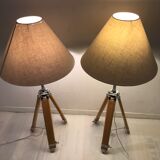 Paire de lampe de chevet trépied