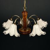 Vintage Murano glass chandelier and wood, Italy, 1970s