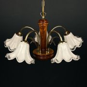 Vintage Murano glass chandelier and wood, Italy, 1970s