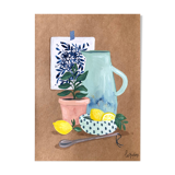 Original illustration A4 Blue and lemon carafe by Coeur de voyou