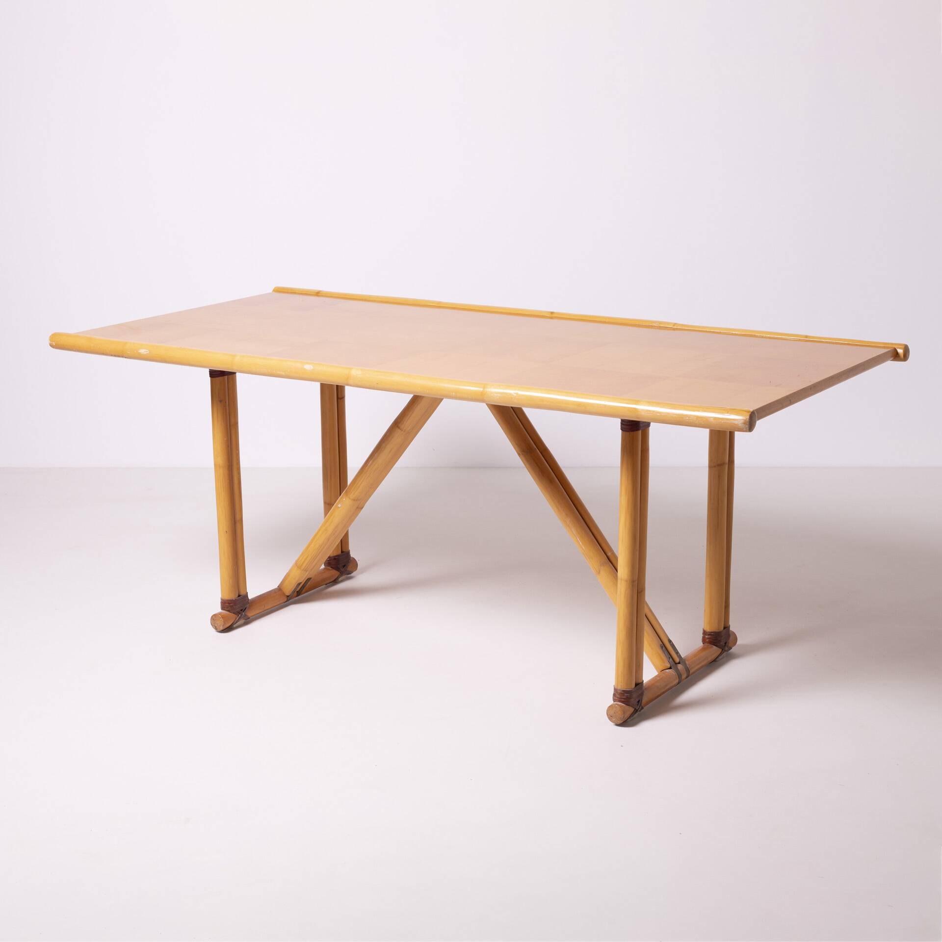 Postmodern foldable bamboo table, Italy, 1980s