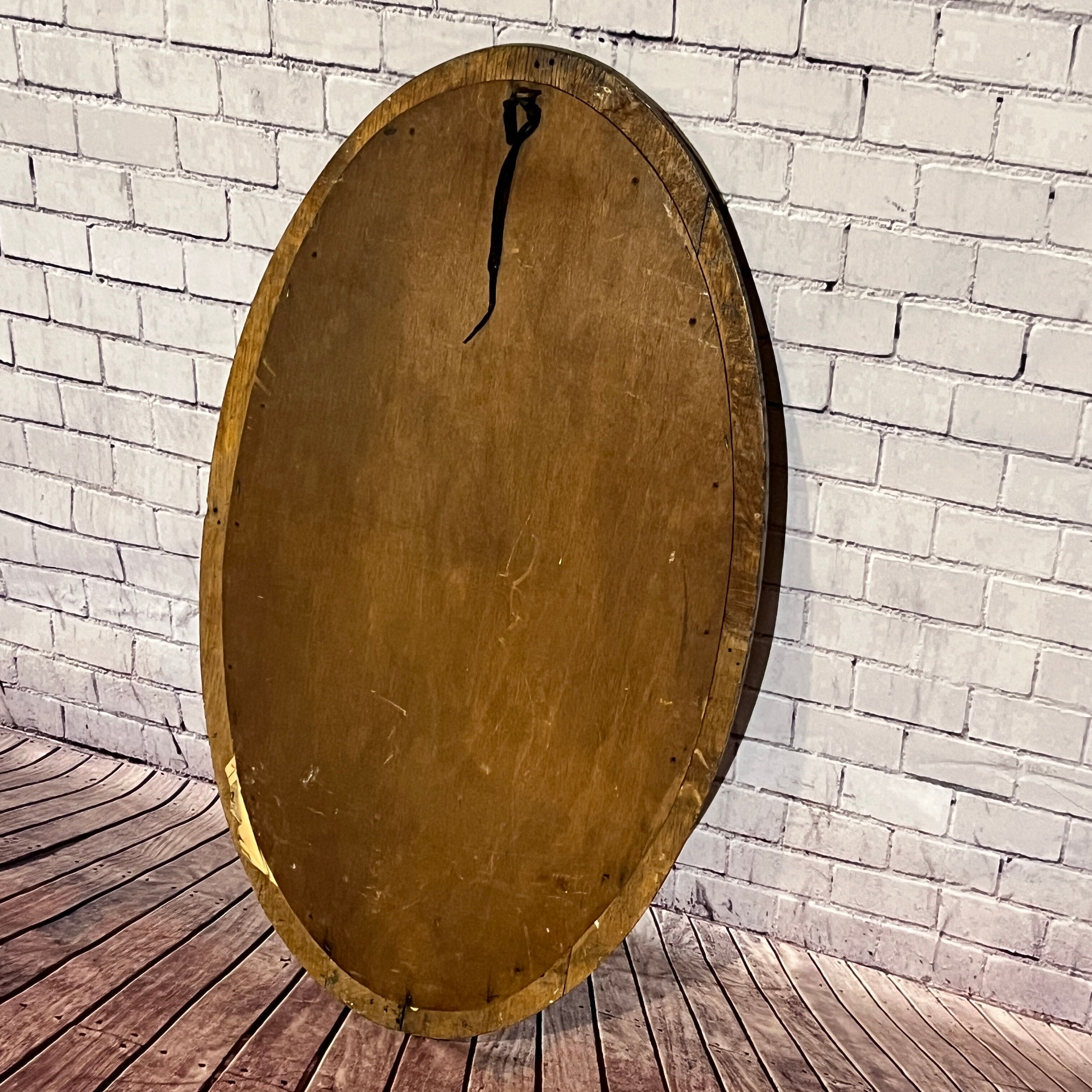 Miroir biseauté oval en bois, 93x54 cm