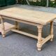 Renovated extendable farmhouse dining table made of solid raw oak from the 1950s.