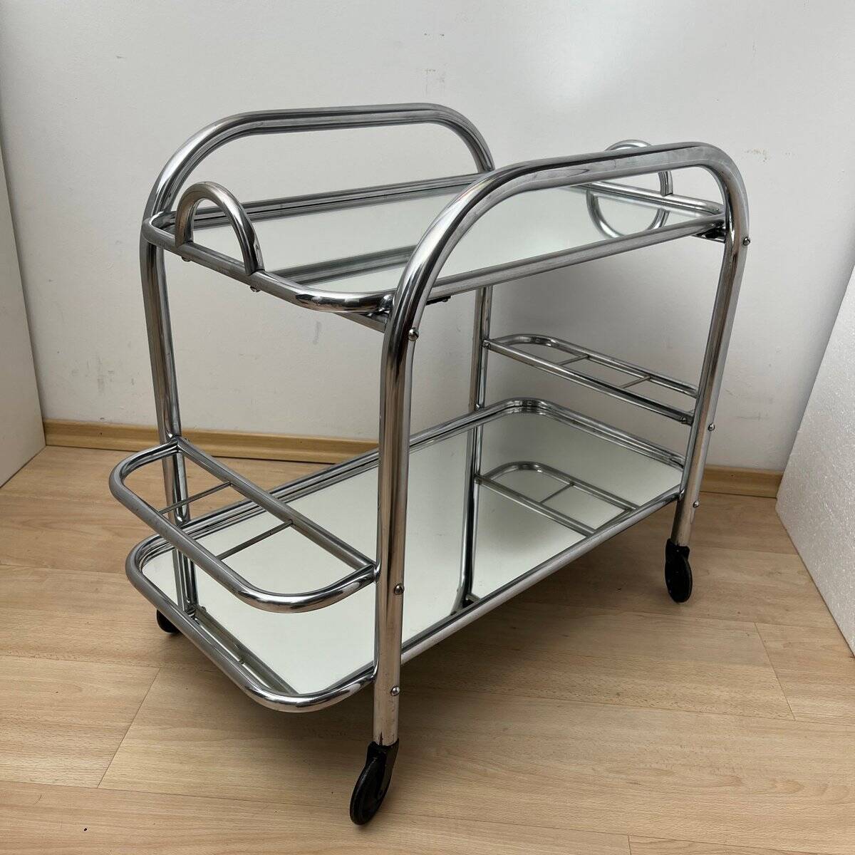 Art Deco Chromed Steel Bar Cart by Robert Mallet-Stevens, France, 1925