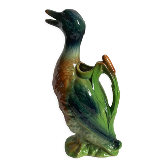 Majolica pitcher Mallard duck, circa 1900s