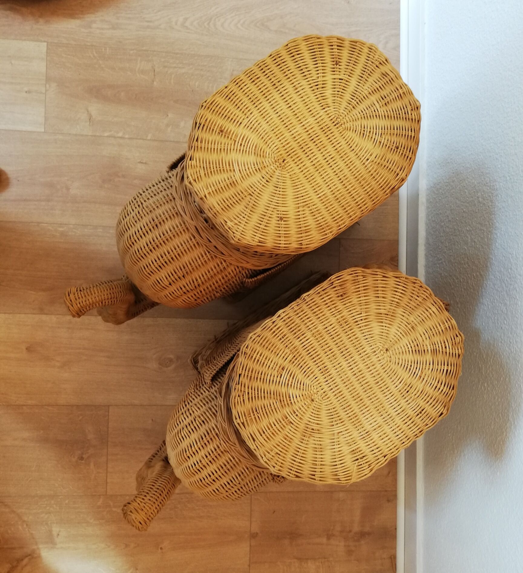 Pair of rattan sofa ends or elephant bedside tables