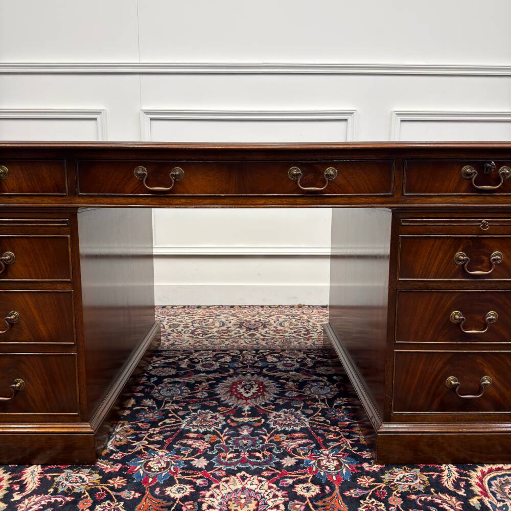 English Classic Desk with Green Leather