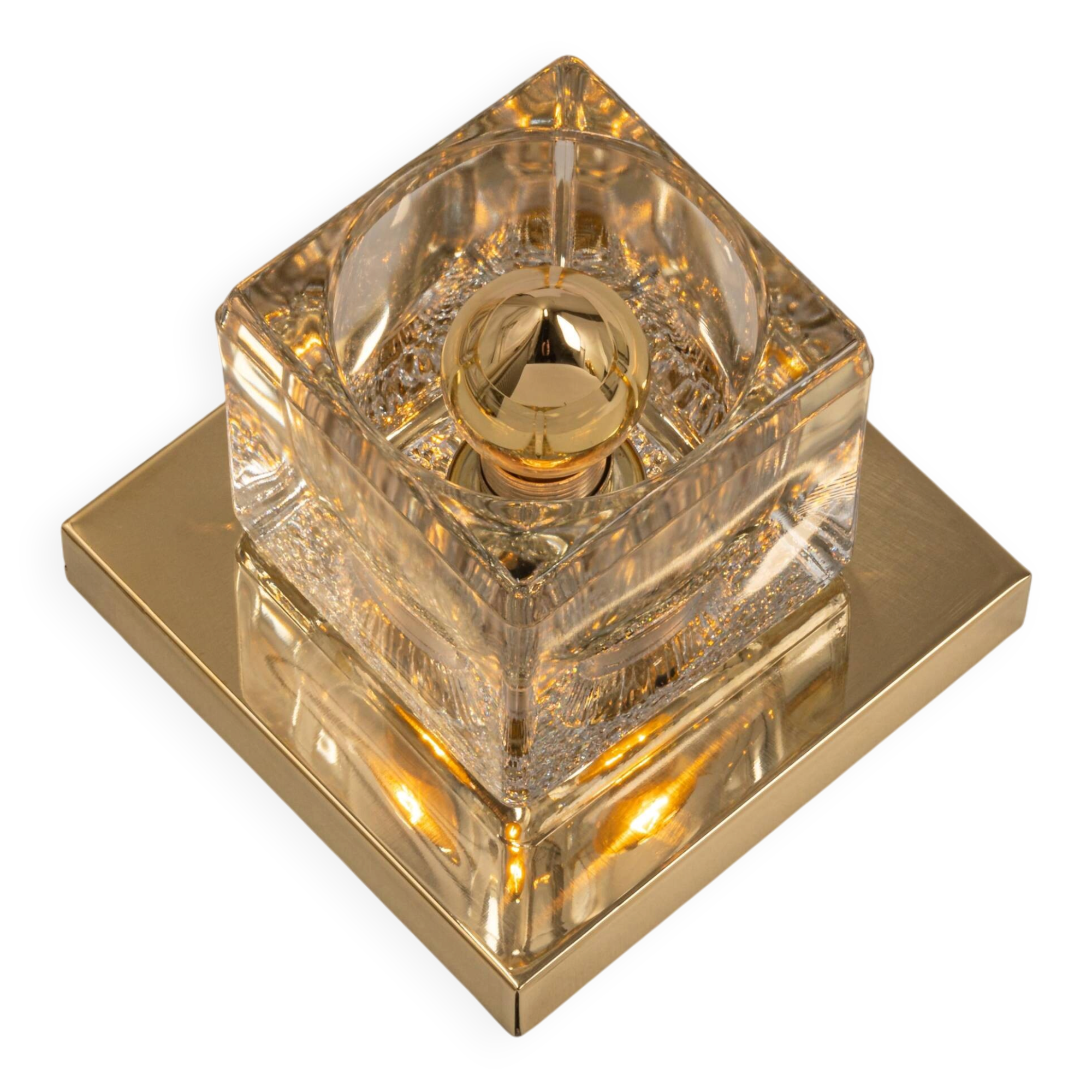 Crystal and brass wall sconce Small by Peill & Putzler, Germany 1970s