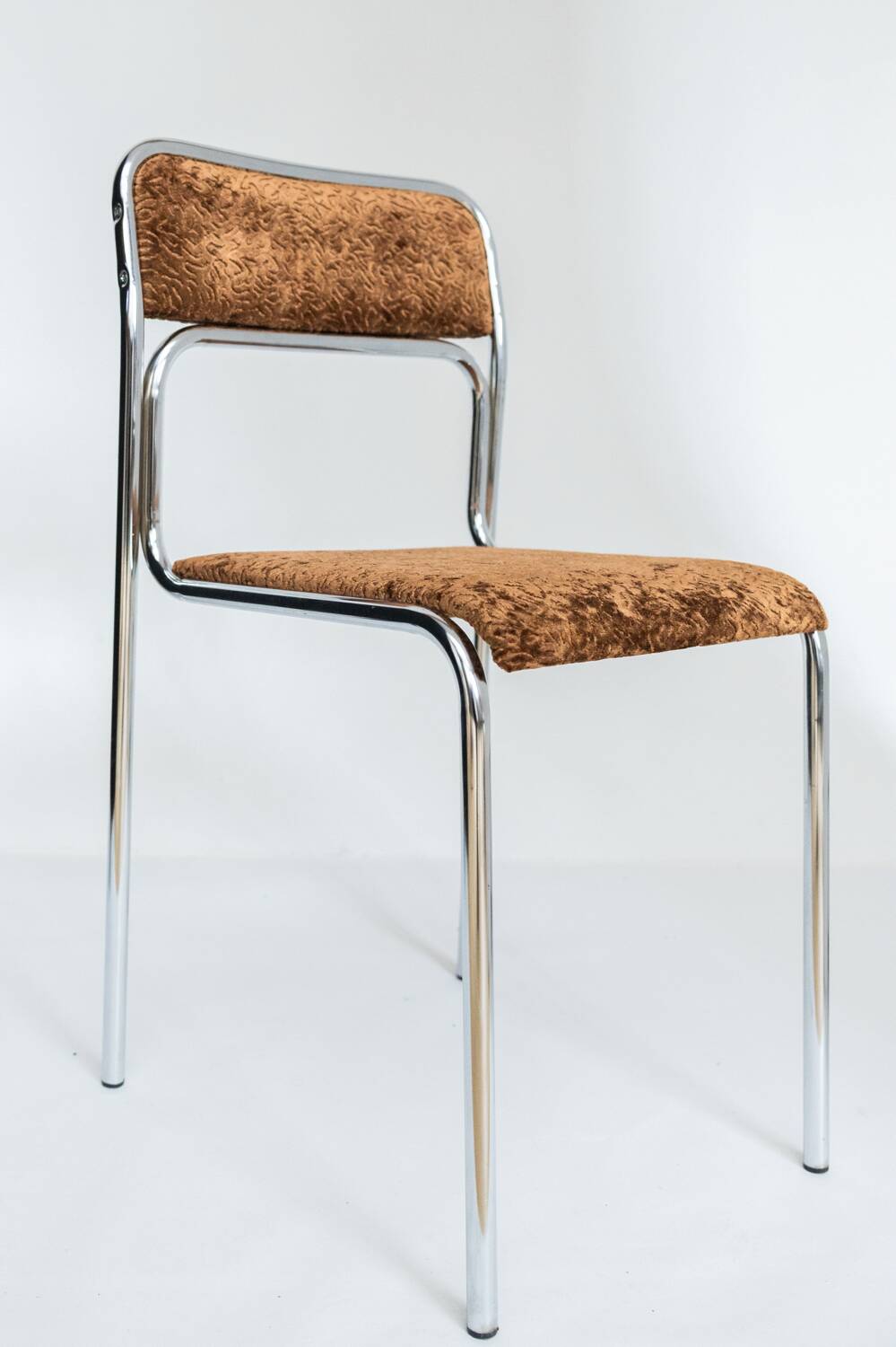 Chrome chair in brown velvet Italian design