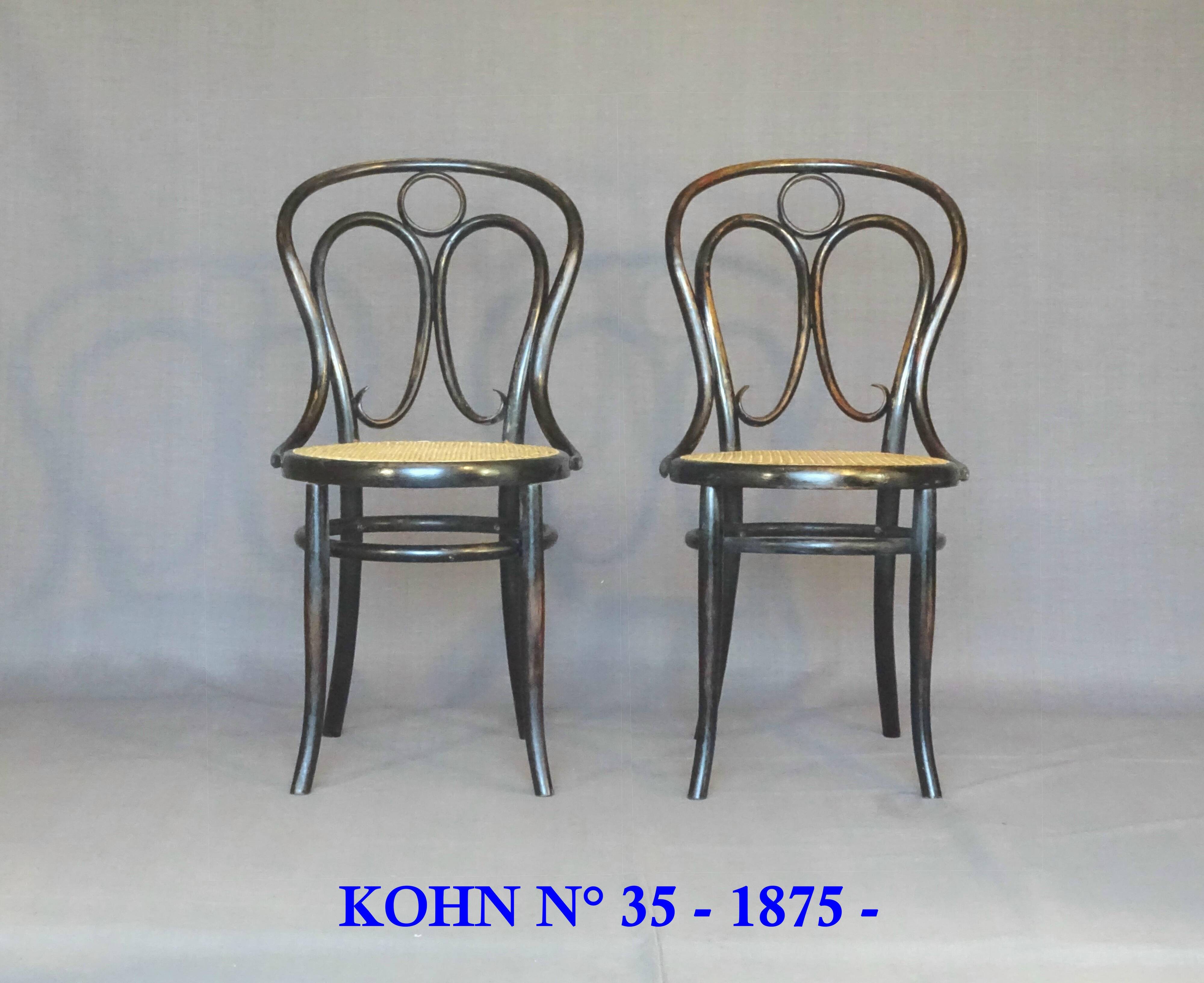 2 KOHN N°35 Art Nouveau bistro chairs -1875- recently hand-caned