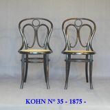 2 KOHN N°35 Art Nouveau bistro chairs -1875- recently hand-caned
