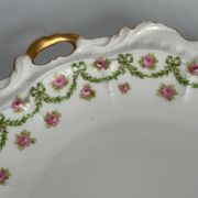 Plat à Gâteau et Assiettes à dessert Limoges | Rubans, Nœuds et Roses