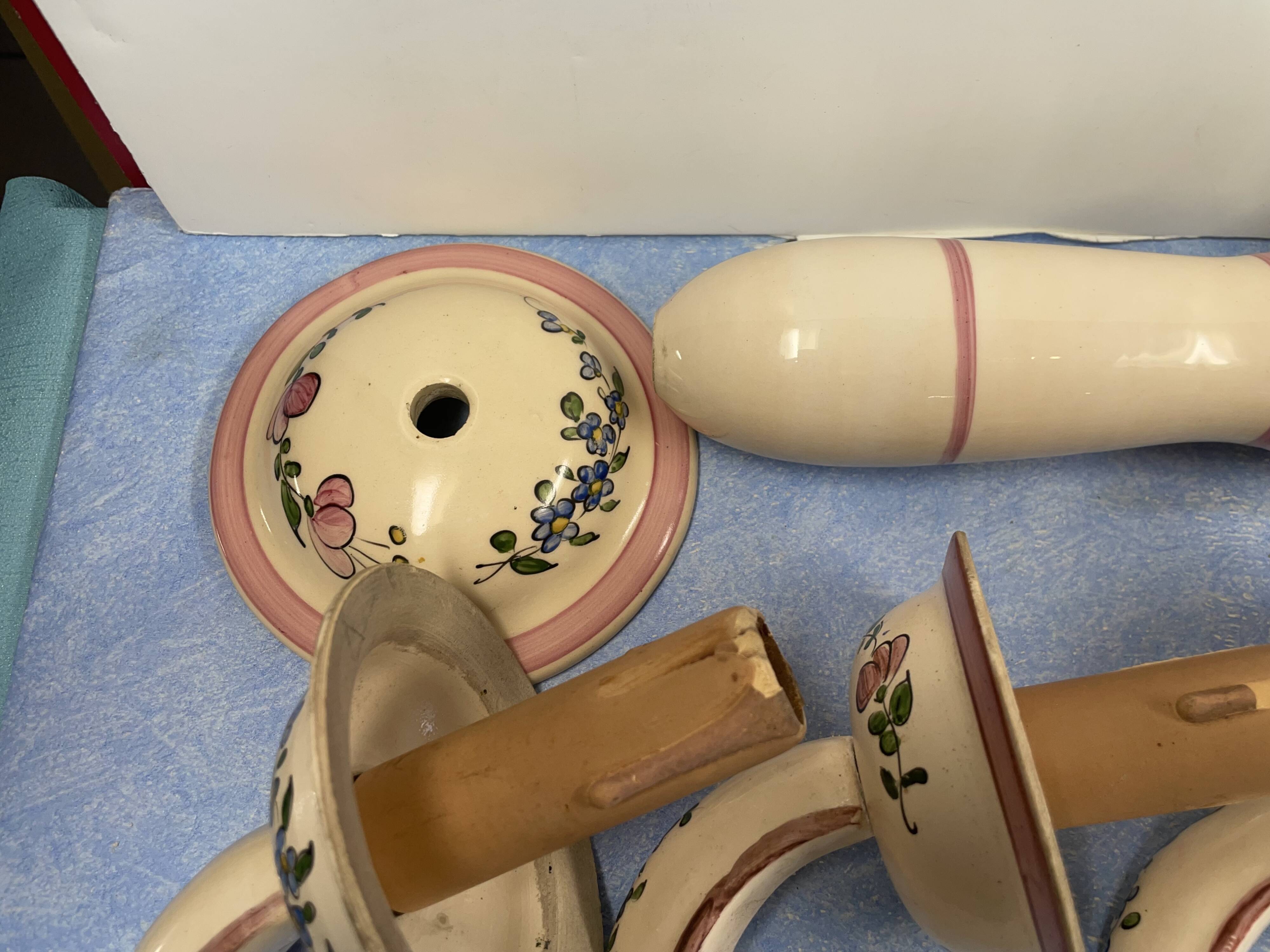 Antique chandelier in eastern faience, to be re-electrified, sold dismantled circa 1930