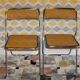 Pair of vintage folding chairs with caning 70