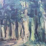 HST painting "Animated undergrowth" Post impressionist signed (XIX°/XX°)