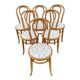 6 Bistro Chairs Fischel Thonet Bent Beech Damask Fabric