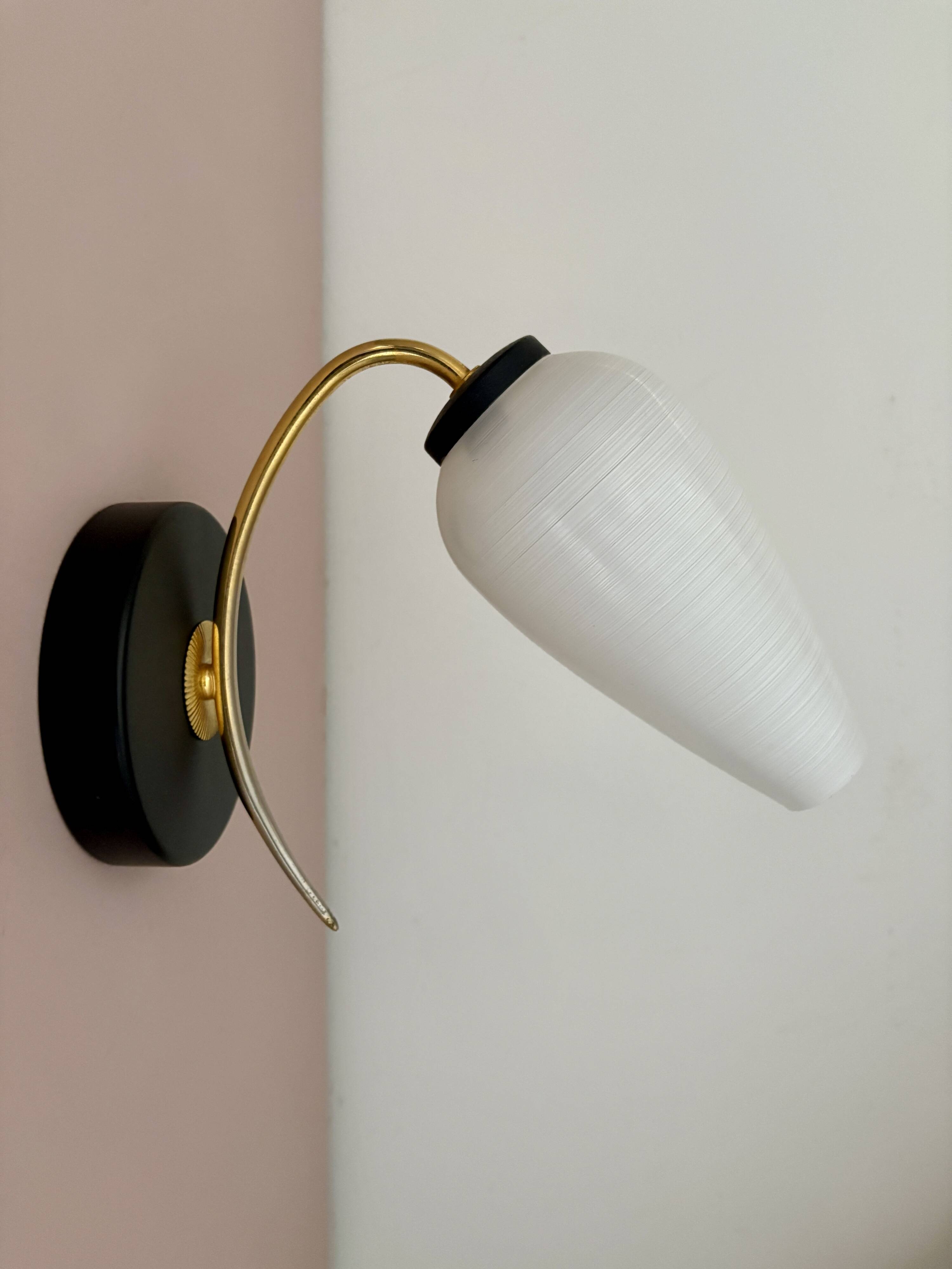 Vintage globe wall lamp in white opaline