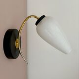 Vintage globe wall lamp in white opaline