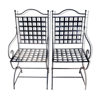 Lot de 2 fauteuils en fer forgé