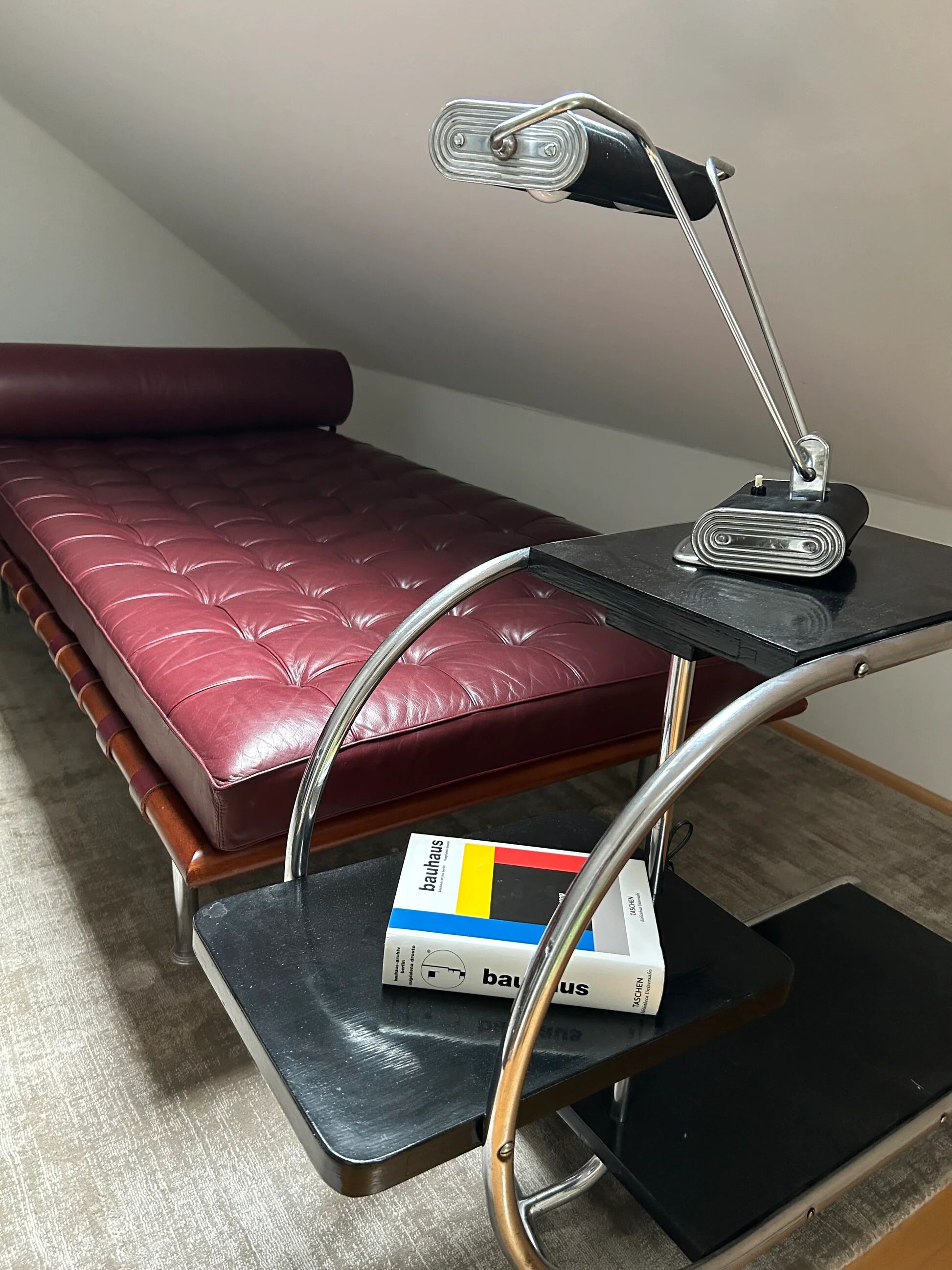 Black and chrome desk lamp model 71 by JUMO, France, 1960s.