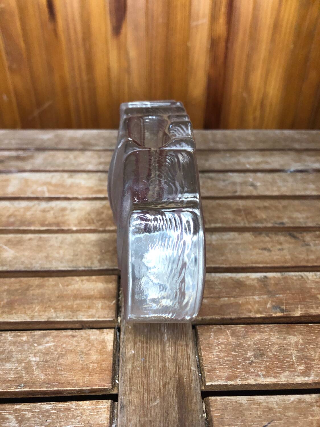 Old soliflore vase lotus shape molded glass pink vintage