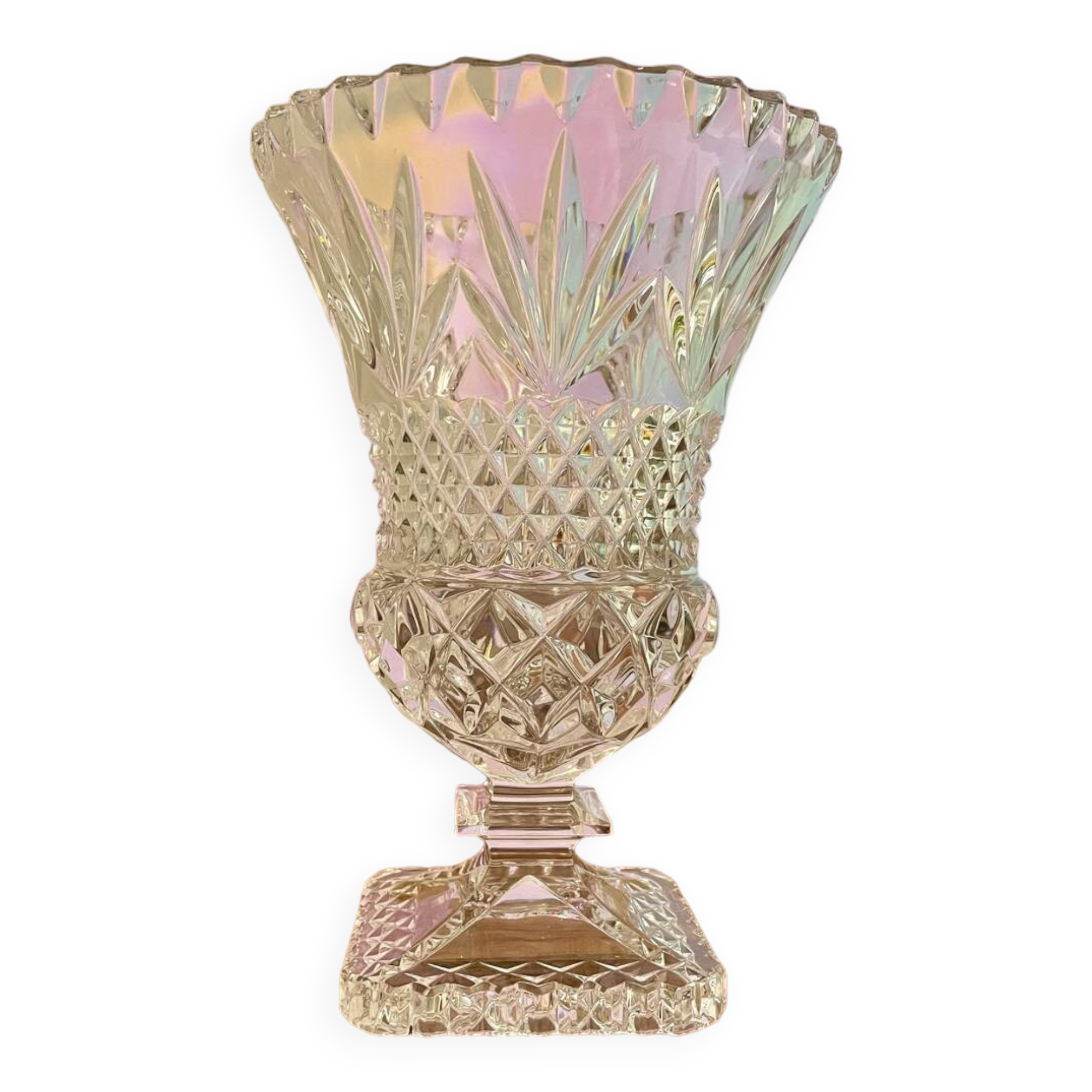 Large chiseled crystal vase