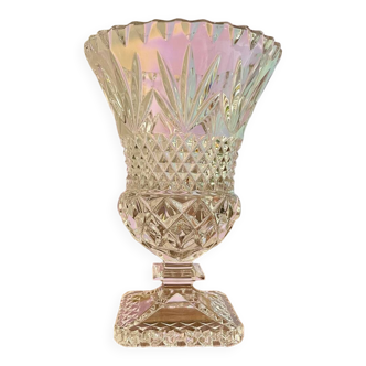 Large chiseled crystal vase
