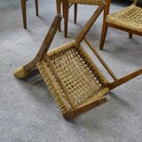Set of 6 woven rope chairs by Adrien Audoux & Frida Minet for Vibo Versoul 1940's