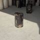 Small black petrified wood side table with beige stripes H28 D18 - 3347