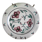 Meyssac plate decorated with flowers on cracked background early twentieth century and its support