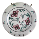 Meyssac plate decorated with flowers on cracked background early twentieth century and its support