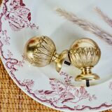 2 gilded brass door handles