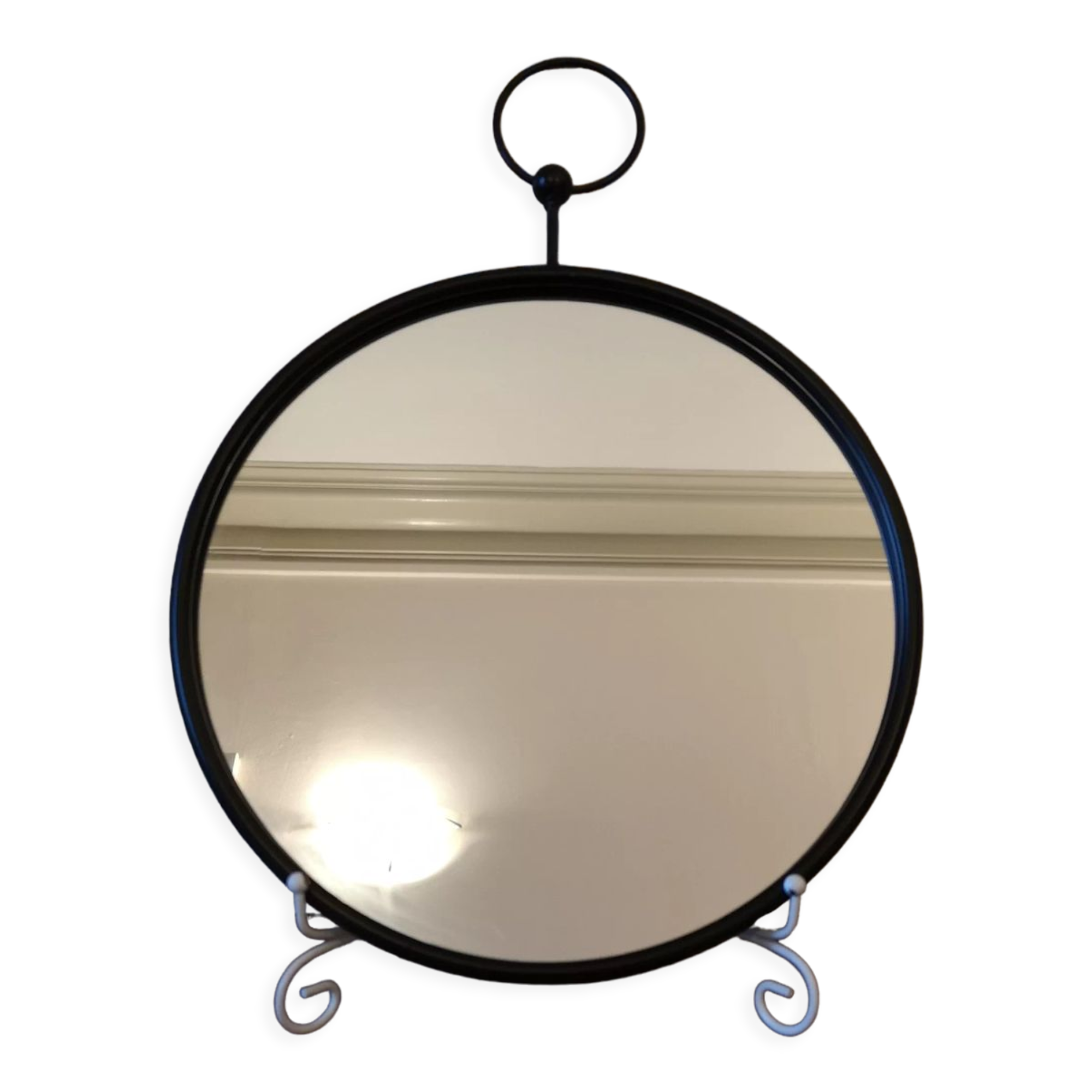 Round industrial style mirror to hang